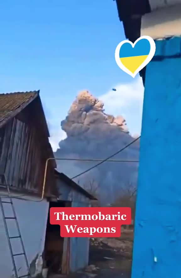 Footage of vacuum bomb used in Ukraine by Russian military.