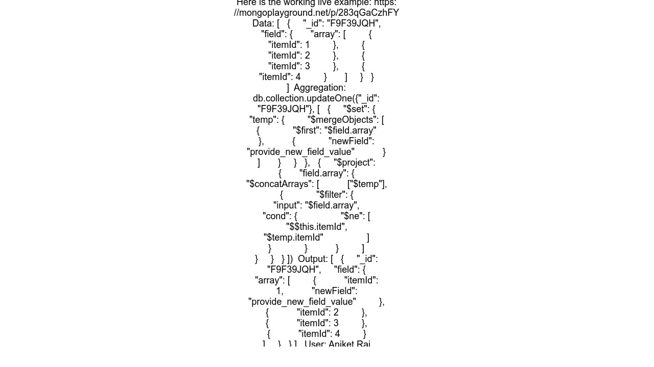 addFields inside an array of objects