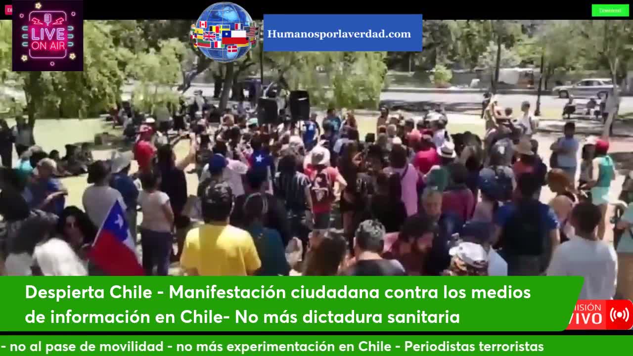 Falsa pandemia de Covid 19 - Protestas en Chile frente a Canal 13, Dic. 2021 (Humanos x la verdad))