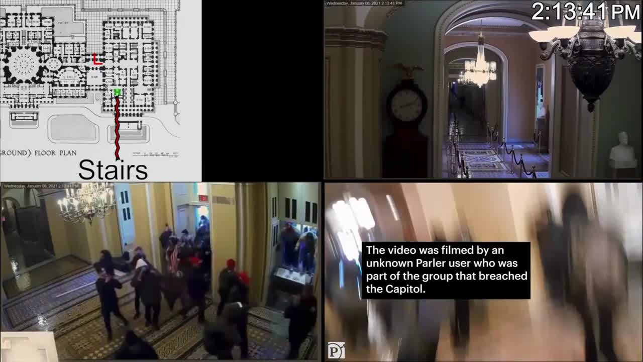 Terrorist Break Into The Capitol West Doors - 2:11-2:16 pm - Updated security footage