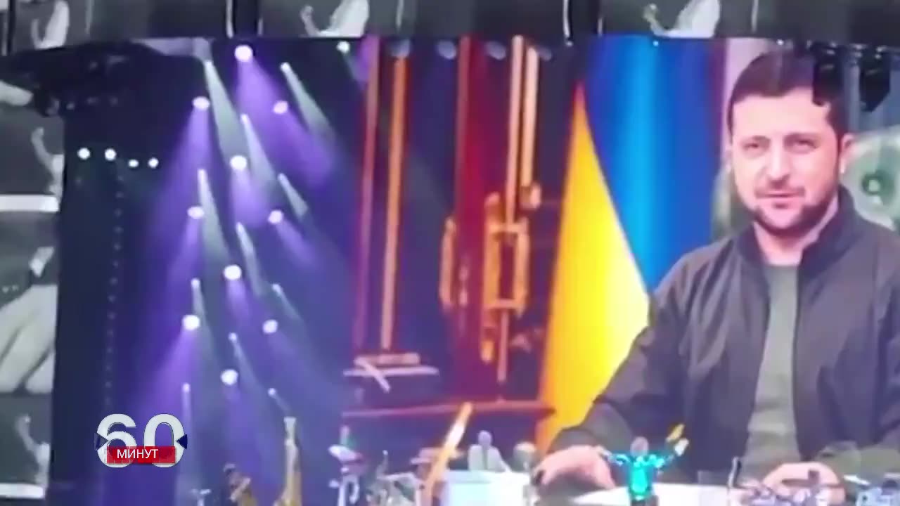 British rock singer Rod Stewart was booed for showing a portrait of Zelensky.