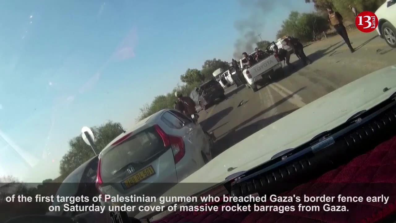 Hamas gunmen shooting recorded on dashcam