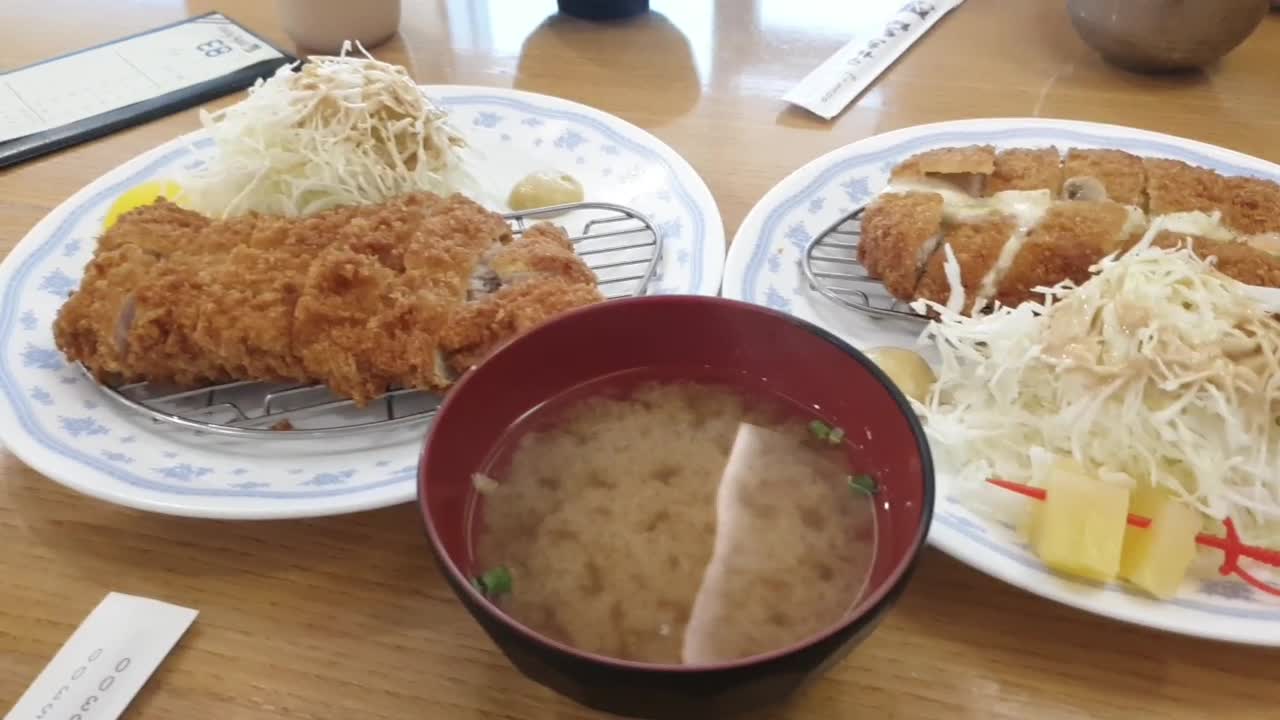 Delicious pork cutlet and miso soup