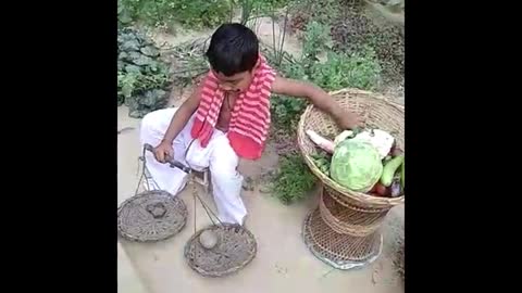 Village vegetable seller role played by Little baby