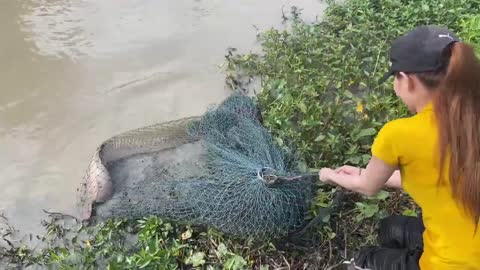 First Time Girl Cast Net Fishing DEFEATED By MONSTER Fish!-2