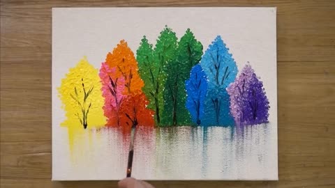 Abstract Landscape Painting - Cotton Swabs Painting Technique #491