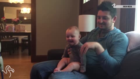 Baby playing with dogs