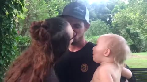 Cuties Baby reaction when parents Kiss