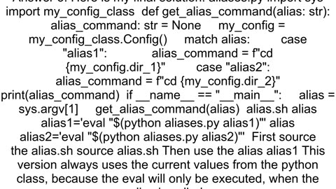 create a linux shell alias from a python script