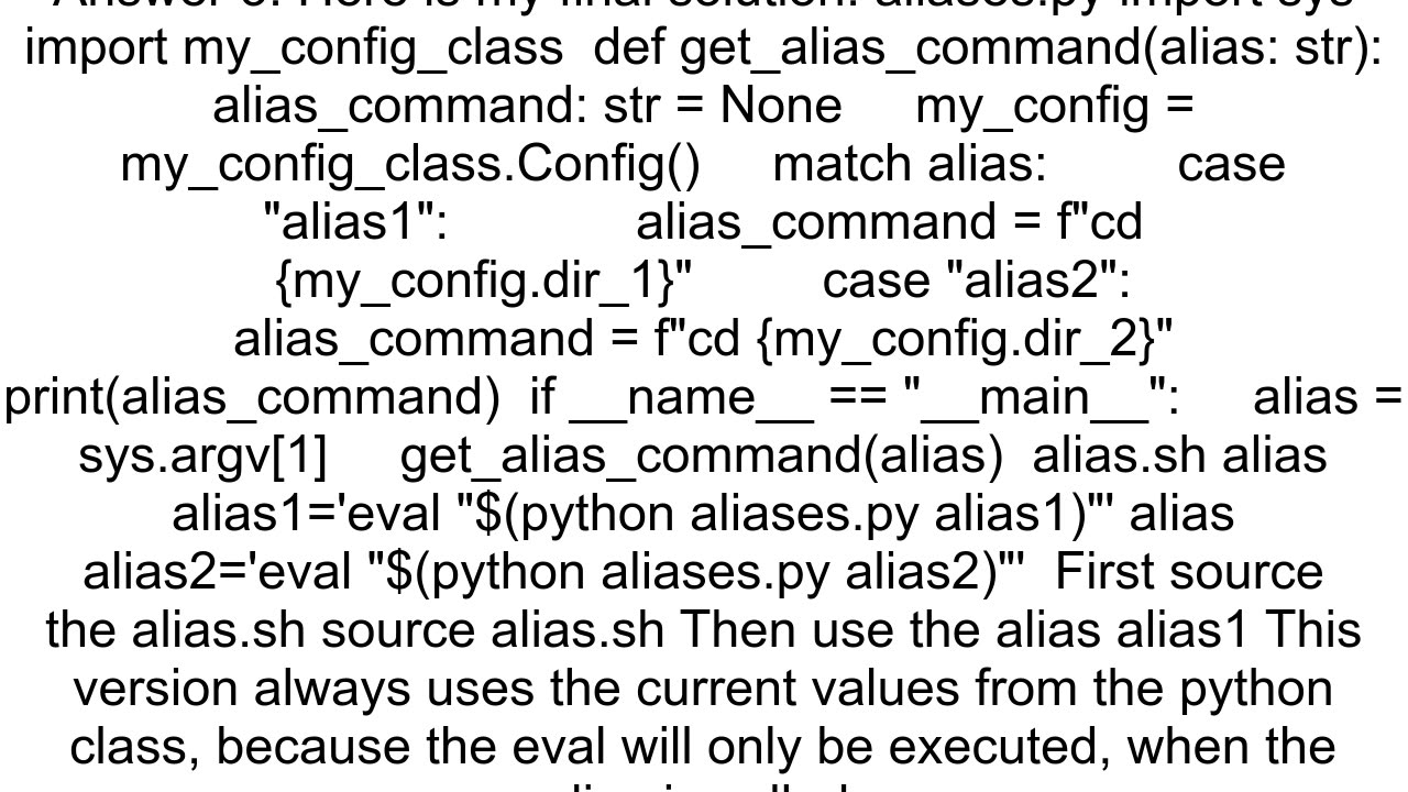 create a linux shell alias from a python script