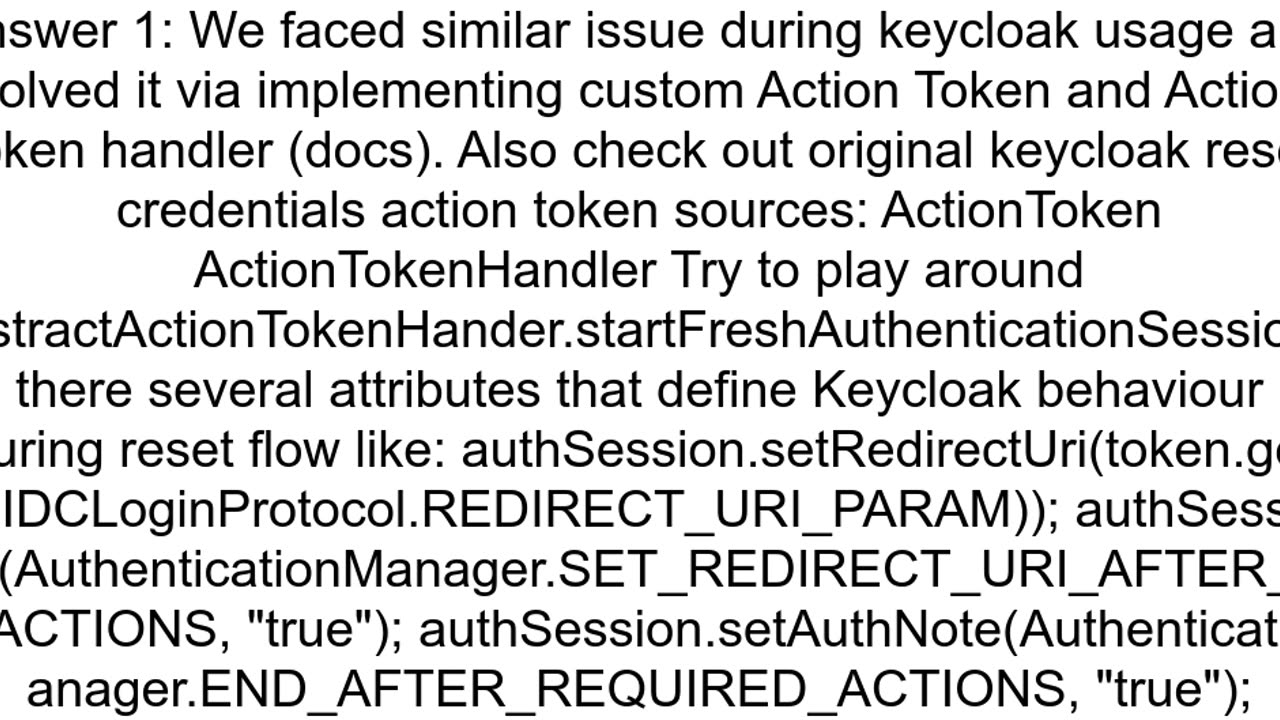 Keycloak Disable redirect to account page after password reset and show message