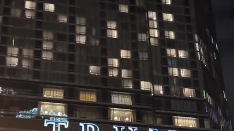 BREAKING: Project 2025 HQ is being projected over Donald Trump’s building in Chicago.