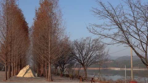 Camping in a beautiful place in autumn with fine weather 9