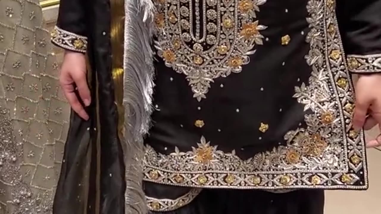 New designing handmade bridal suit full golden black 🖤