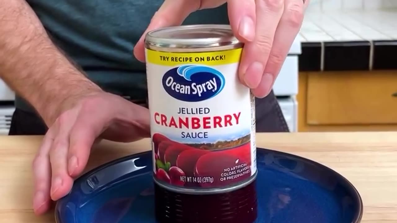 Puncture the top to get cranberry sauce to perfectly slide right out!