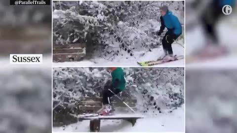 Britons take to their skis as heavy snow hits the UK