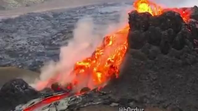 A volcano erupting and throwing lava is a very frightening sight