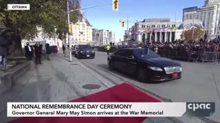 Moment of silence interrupted by announcement of Governor General's arrival