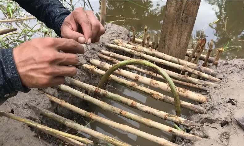 Smart kid makes a simple fish trap to catch big fish