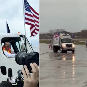 President Donald Trump gets picked up in Green Bay, Wisconsin by a garbage truck