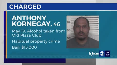 Man, 46, charged with alcohol theft in Honolulu