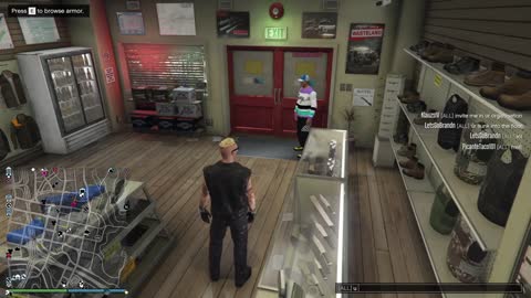 GTAV Online - So a midget walks into gun store. lmao