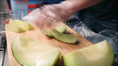 It was a real treat to watch the boss chop the cantaloupe