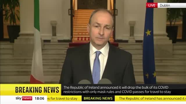 Irish Prime Minister Micheál Martin: almost all coronavirus restrictions in Ireland will be lifted