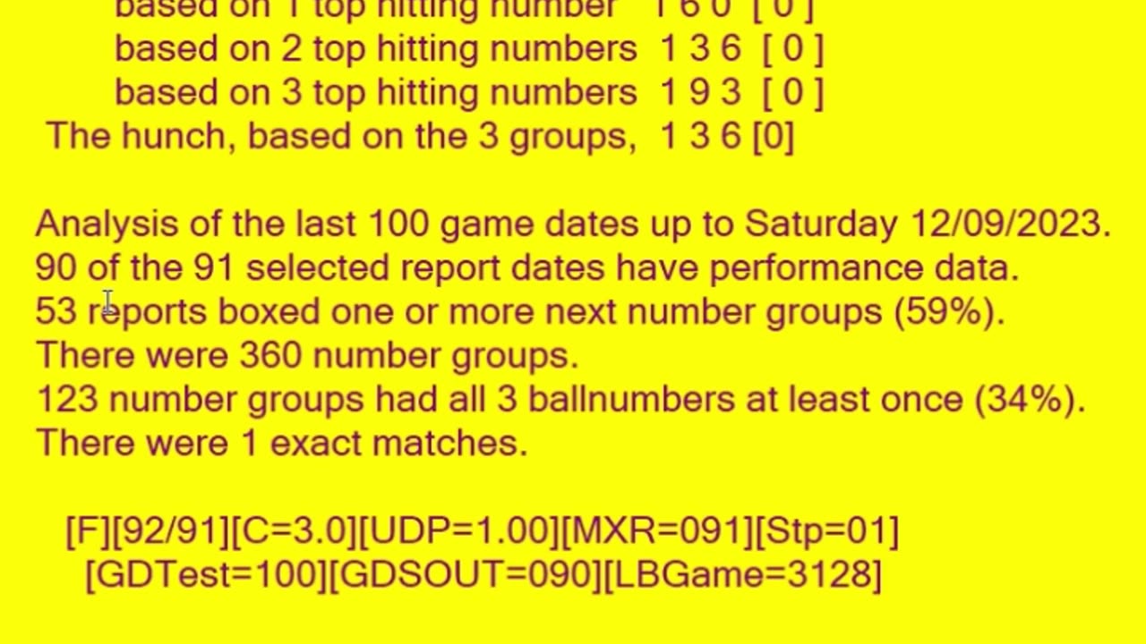 Pega 3 Día Next BallNumbers as of 12/09/2023