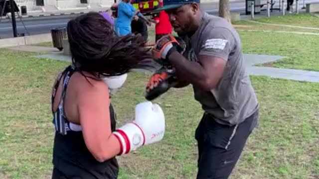 Boxing training woman