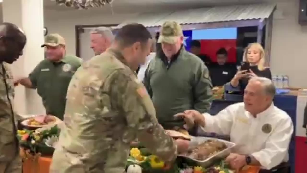 Trump's Border Czar Tom Homan & Gov Abbott serve Thanksgiving Dinner to CBP & National Guard