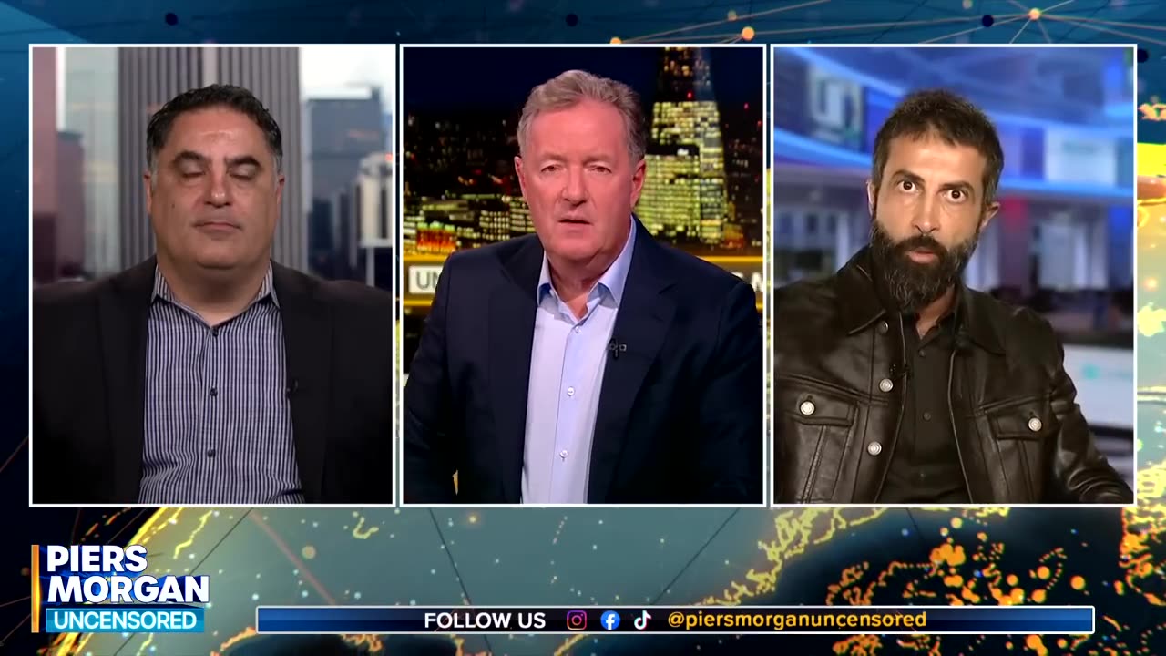 Piers Morgan with Mosab Hassan Yousef, and Cenk Uygur