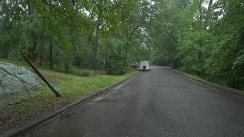 Relaxing American Neighborhood Walk in the Rain | Nature Sounds for Sleep and Study