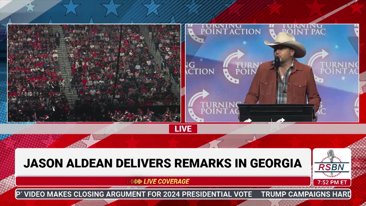 FULL SPEECH: Jason Aldean Delivers Remarks at Turning Point Rally in Duluth, GA - 10/23/24