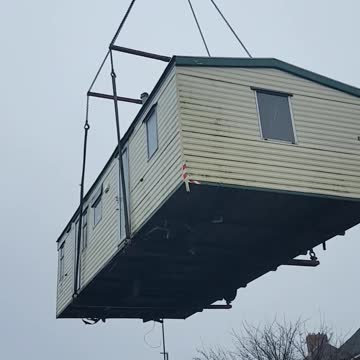 Static caravan being craned into position #3