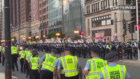 The Chicago police is protecting the democrat convention from the Palestine crowds