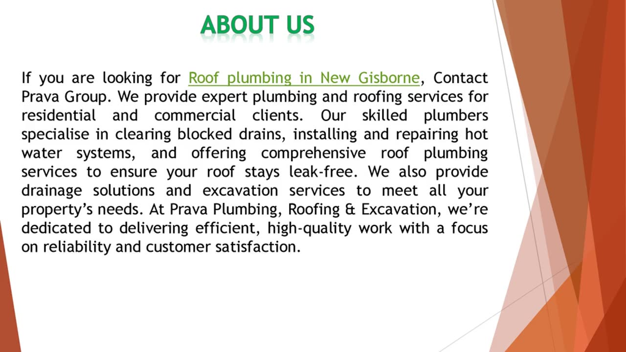 If you are looking for Roof plumbing in New Gisborne