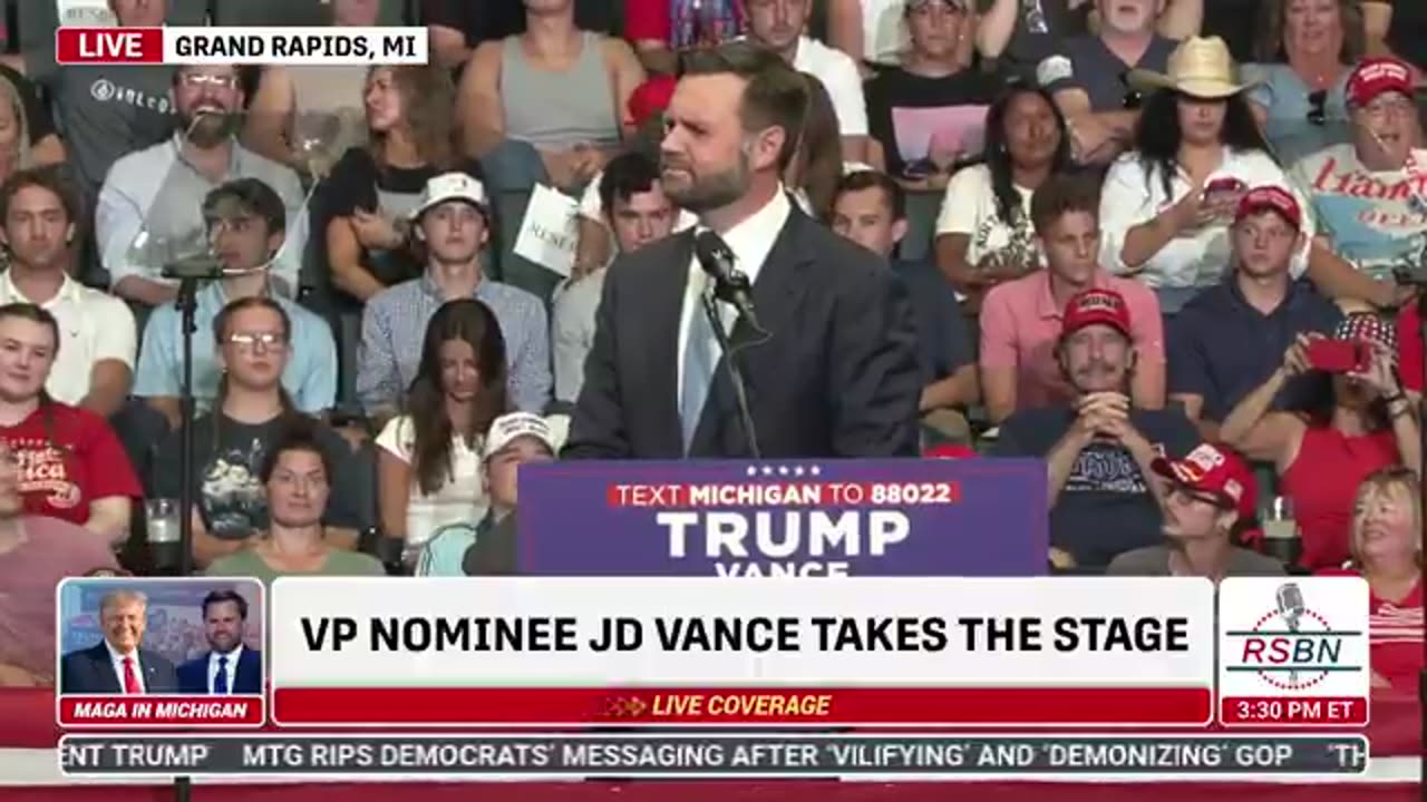 JD Vance roasts Kamala Harris at the Trump Rally in Michigan