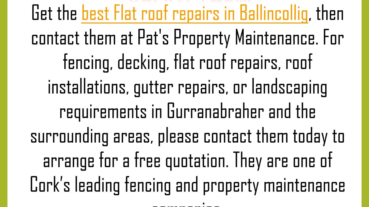 Get the best Flat roof repairs in Ballincollig