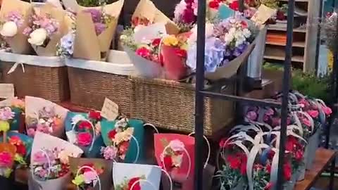 Flower shop in the subway in Seoul