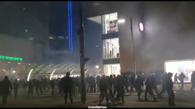 Violent protests against Covid-restrictions in Rotterdam, Netherlands