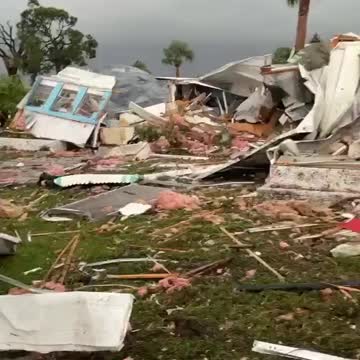 Significant damage from a tornado in Fort Myers, FL 1/16/2022