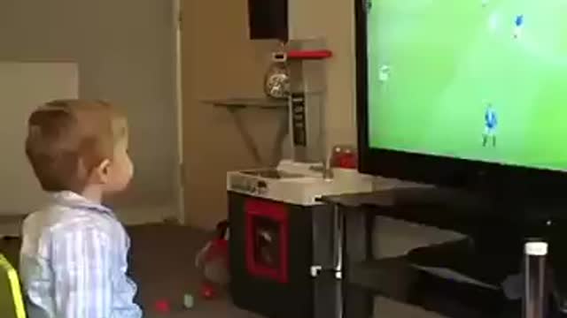 Little boy celebrate