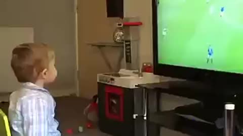 Little boy celebrate