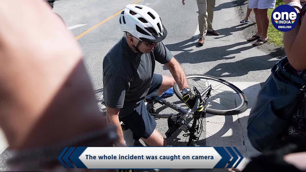 US President Joe Biden takes a fall while riding a bicycle, video goes viral Oneindia News News