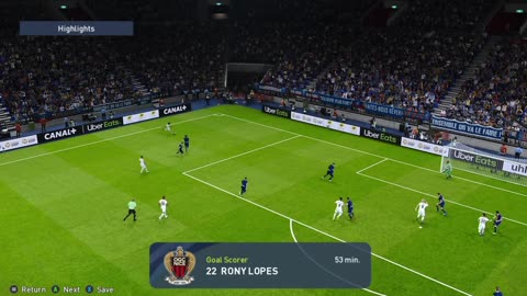 Football simulation game Ligue 1 Paris vs Nice
