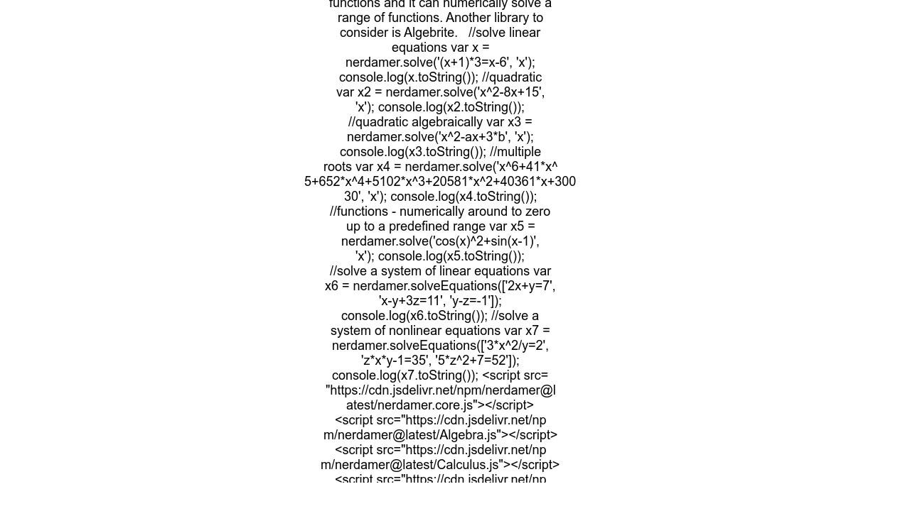 JavaScript equation solver library