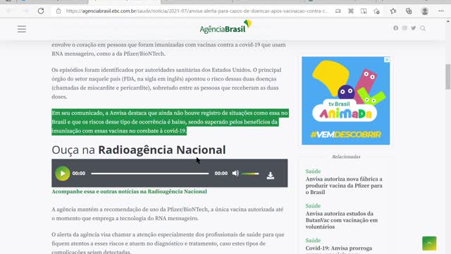 Agência Brasil: Anvisa alerta para casos de doenças após vacinação contra a covid-19