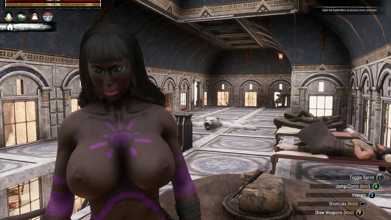 Conan Exiles, Farming Brimstone, Busty, Boobs, Breast Expansion, large tits, huge boob