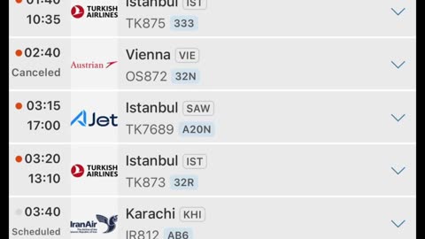 Almost all Departures tonight from Imam Khomeini International Airport